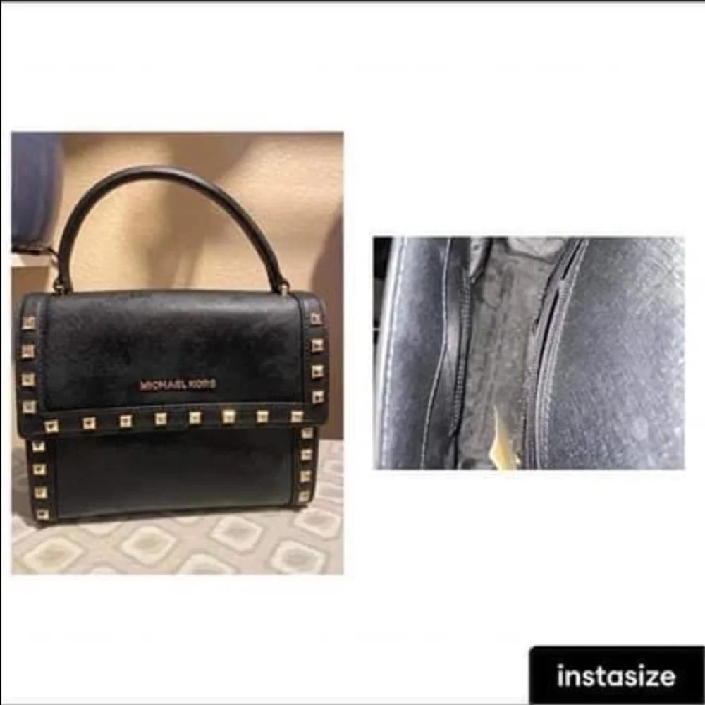 Small black Michael Kors purse with gold studs missing the strap - Picture 1 of 1